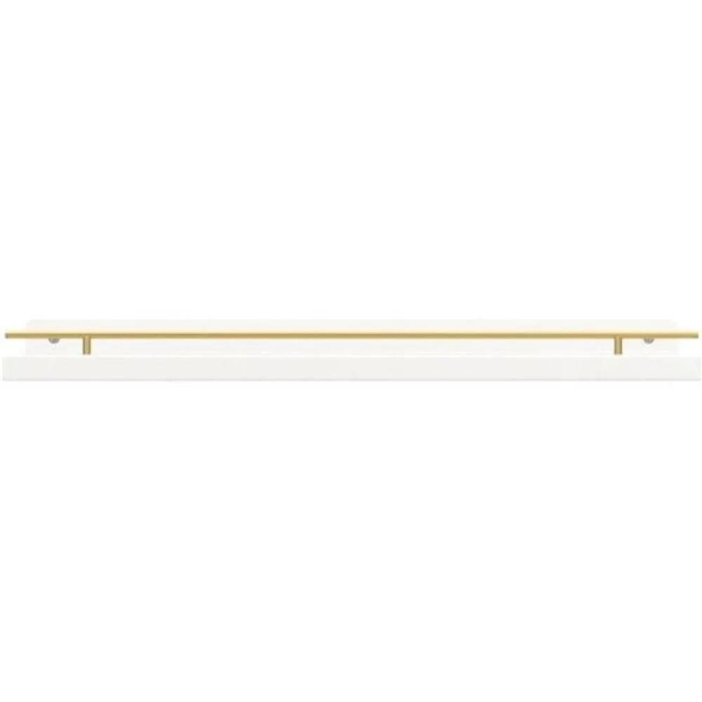 Floating Shelves with Gold Metal Guardrail, Shelves for Wall Decor Set of 3